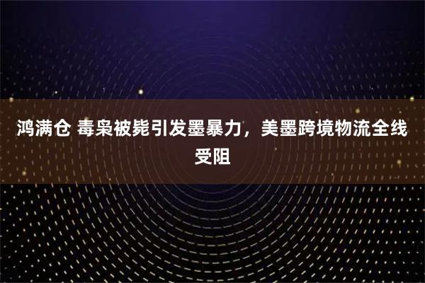 鸿满仓 毒枭被毙引发墨暴力，美墨跨境物流全线受阻